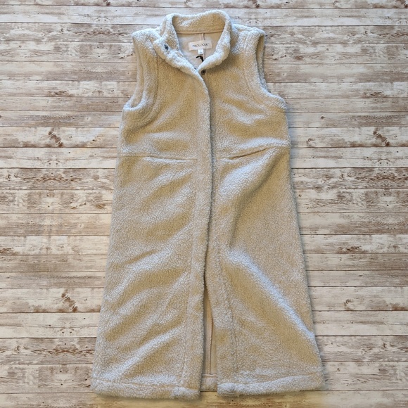 NWT Prologue Cream Fleece Long Cardigan Vest Small - Picture 8 of 8